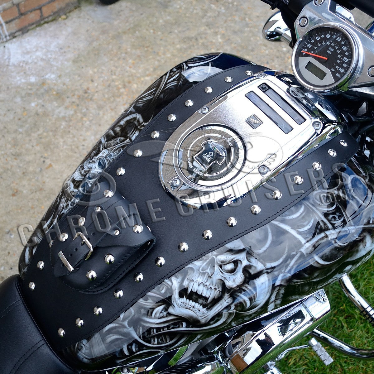 Honda VTX1800 Custom Leather Tank Bib / Chap with studs