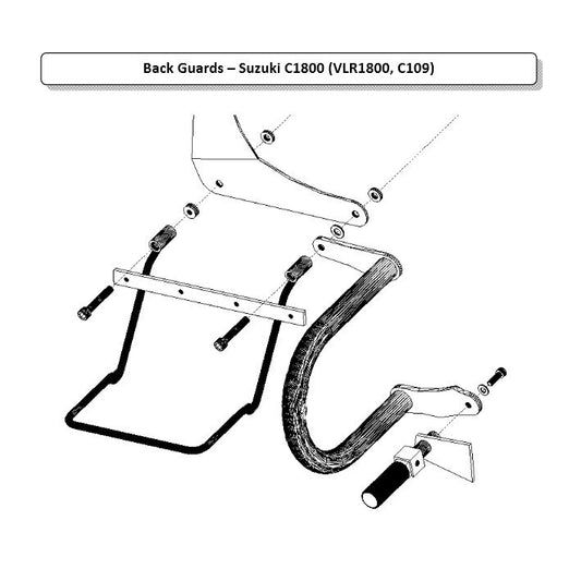 Rear Guards, Crash Bars - Suzuki C1800 / VLR1800 / C109 Intruder Saddlebag Guards / Rear Guards