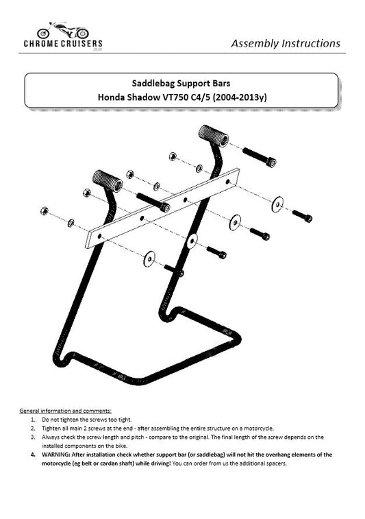 Saddlebag support brackets - Honda VT750 C4/C5 RC50 Shadow