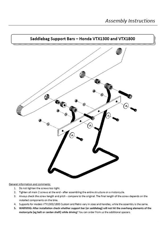 Saddlebag Support Brackets - Honda VTX1300 Custom