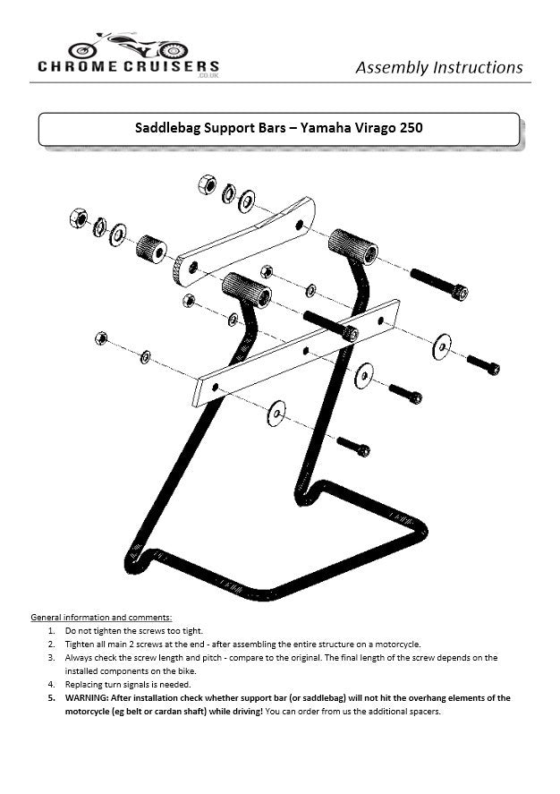 Saddlebag Support Brackets - Yamaha XV250 Virago