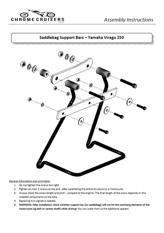 Saddlebag Support Brackets - Yamaha XV250 Virago