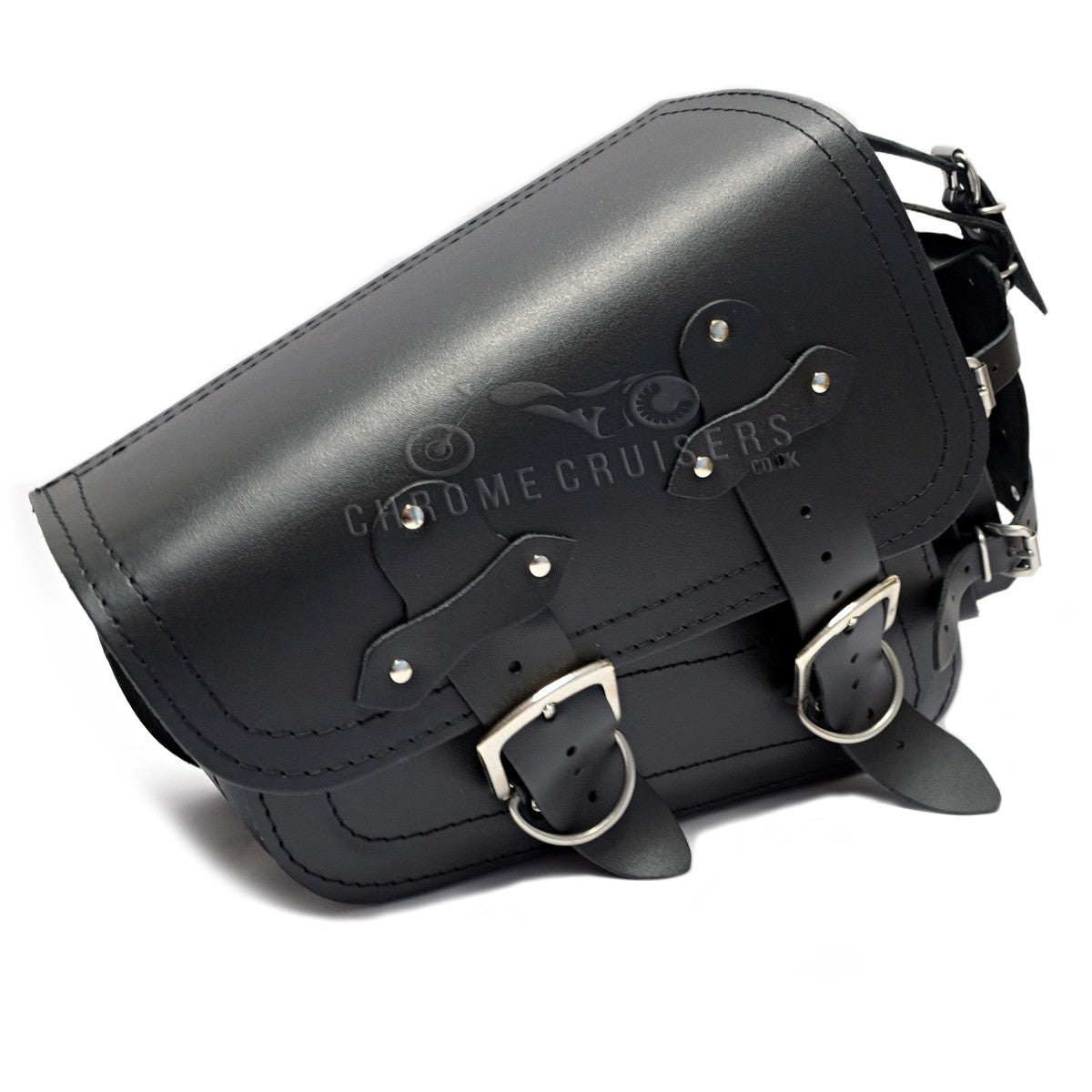 Harley Davidson Sportster - Black Leather Saddlebag with bottle holder