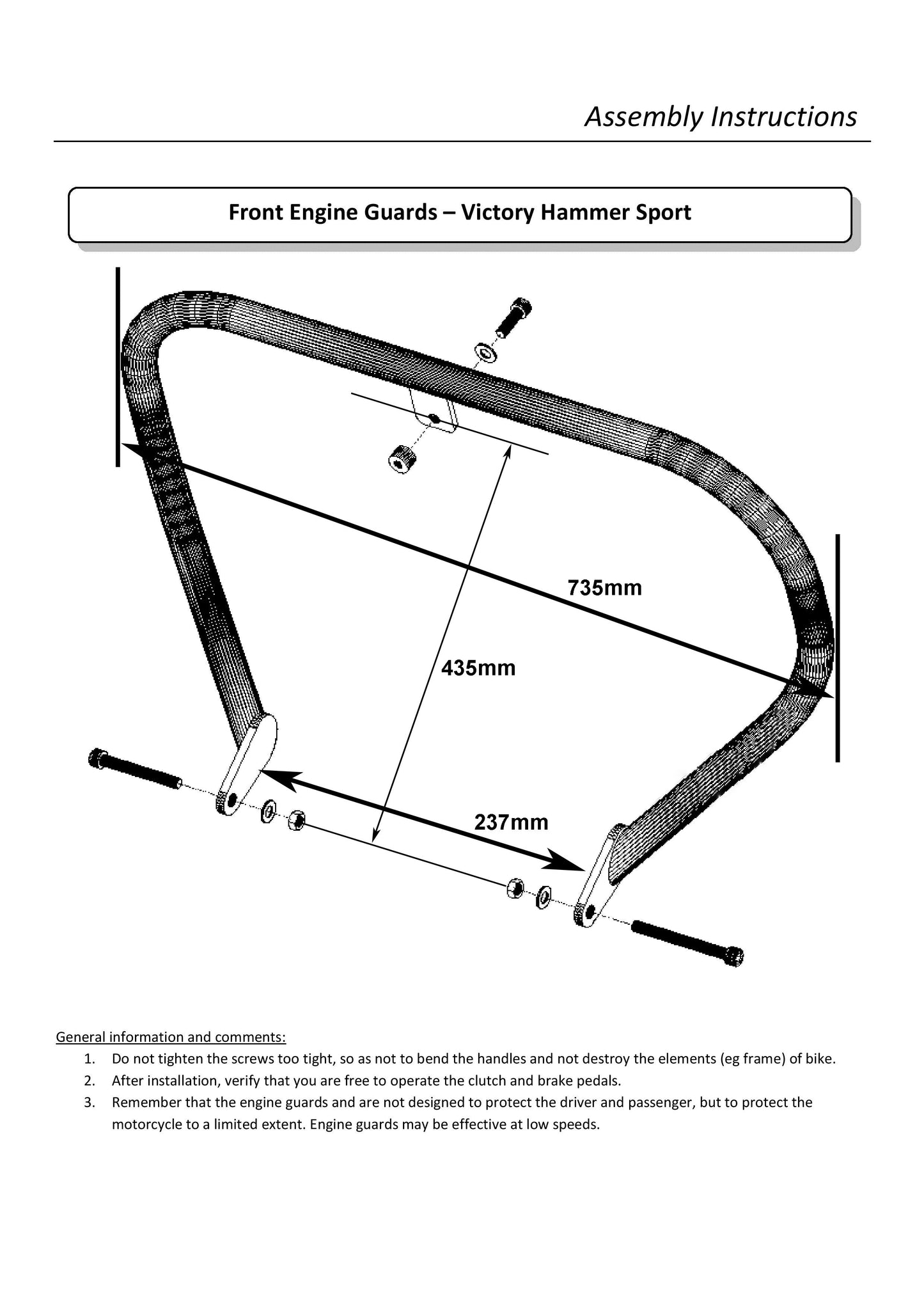 Engine Guard, Front Crash Bar - Victory Hammer Sport / Kingpin Chrome Crash Bar