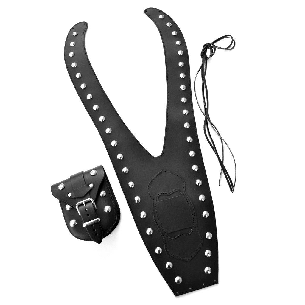 KAWASAKI VN 2000 VULCAN LEATHER TANK PANEL/CHAP WITH POUCH - WITH STUDS