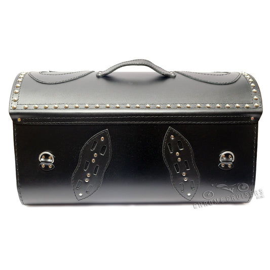 Motorcycle Leather Rear Bag / Top Case / Sissy bar bag with lock - Black Demon