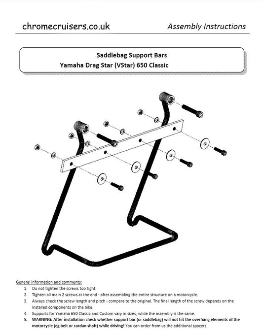 Saddlebag Support Brackets - Yamaha XVS650 Classic