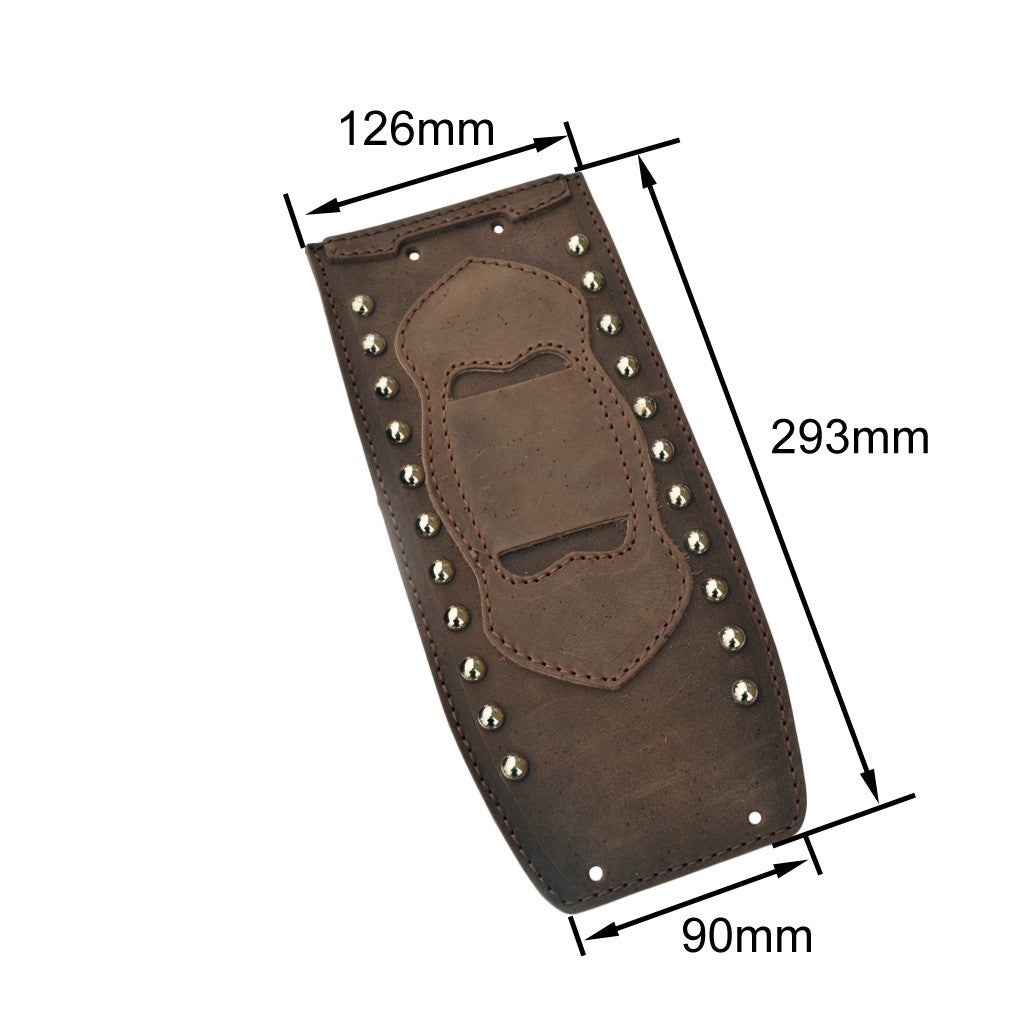 Harley Davidson Softail / Fat Boy Brown Genuine Leather Tank Panel with Pouch - Studded