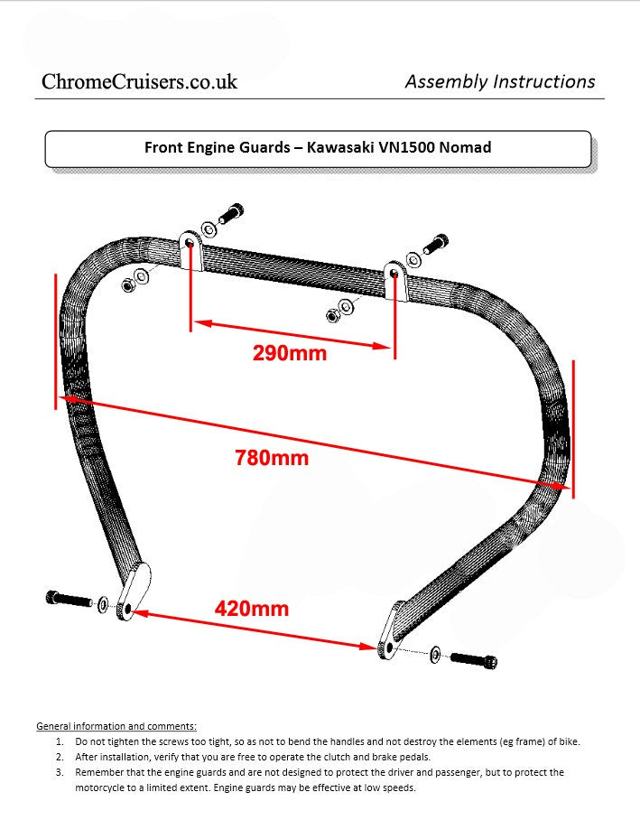 Engine Guard, Front Crash Bar - Kawasaki VN1500 NOMAD NOMAD FI (2000-06) Highway