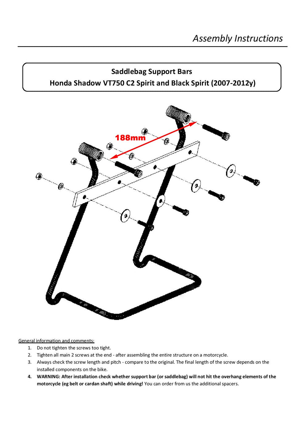 Saddlebag Support Brackets - Honda VT750 Spirit C2 Spirit / Black Spirit (2007-2012)