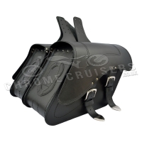 Leather Saddlebags Panniers (pair) - Motorcycle Bags, Handmade Black