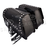 Leather Saddlebags Panniers (pair) - Motorcycle Bags, Handmade Black with Studs and Tassels