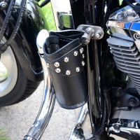 Motorcycle leather drink holder with studs