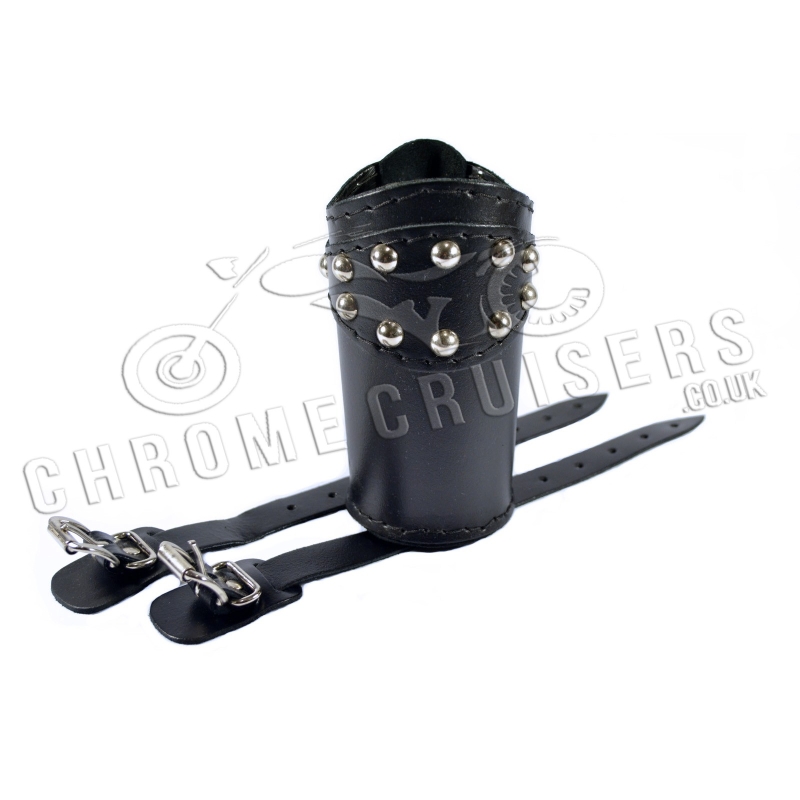 Motorcycle leather drink holder with studs