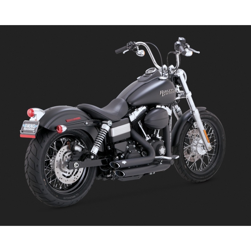 Harley Davidson Dyna (12-17)  2-INTO-2 SHORTSHOTS STAGGERED BLACK FULL EXHAUST SYSTEM