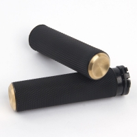 Arlen Ness Knurled Fusion Grips - Brass for Harley Davidson cable models