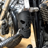 Motorcycle Rear Leather Drink / Bottle Holder - Skull (N8A)
