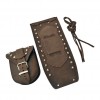 Harley Davidson Softail / Fat Boy Brown Genuine Leather Tank Panel with Pouch - Studded