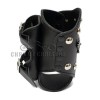 MOTORCYCLE BIKER CUSTOM LEATHER DRINK HOLDER WITH EAGLE EMBLEM / RIVETS