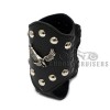 MOTORCYCLE BIKER CUSTOM LEATHER DRINK HOLDER WITH EAGLE EMBLEM / RIVETS