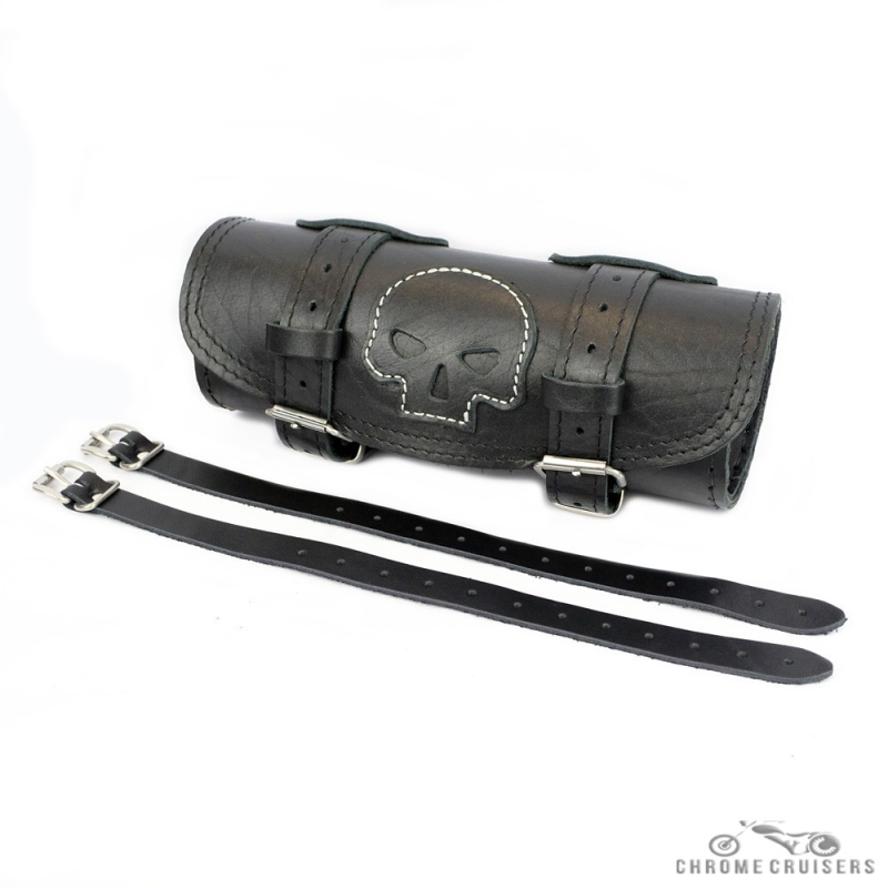 Motorcycle Genuine Leather Tool Roll Bag Pouch Pannier 