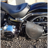 Harley Davidson Softail Slim Breakout Black Leather Single Swingarm Saddlebag (SKULL)