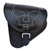 Harley Davidson Softail - Black Leather Swingarm Saddlebag Skull