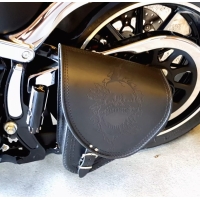 Harley Davidson Softail Slim Breakout Black Leather Single Swingarm Saddlebag (SKULL)