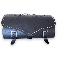 Sissy Bar Bag, Back Seat Bag, Rear Bag - Motorcycle Luggage -  Black Demon - REAL LEATHER