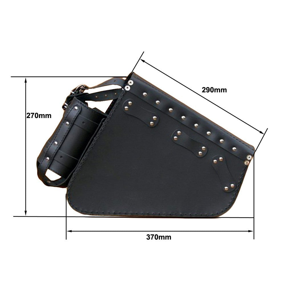 Harley Davidson Sportster - Black Leather Saddlebag with bottle holder