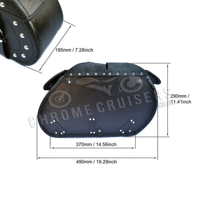 Leather Saddlebags Panniers (pair) - Motorcycle Bags, Handmade Black with Studs