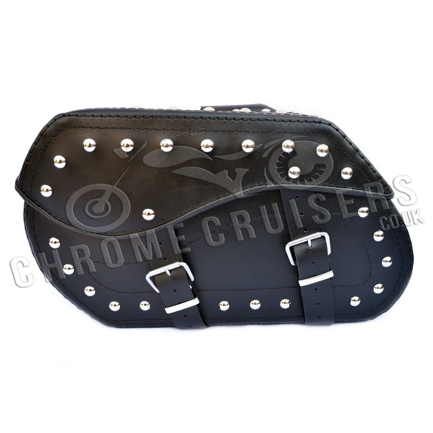 Leather Saddlebags Panniers (pair) - Motorcycle Bags, Handmade Black with Studs