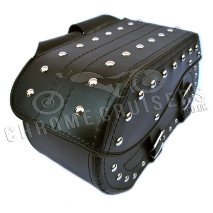 Leather Saddlebags Panniers (pair) - Motorcycle Bags, Handmade Black with Studs