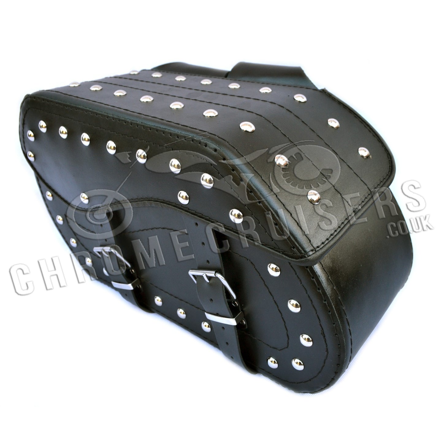 Leather Saddlebags Panniers (pair) - Motorcycle Bags, Handmade Black with Studs