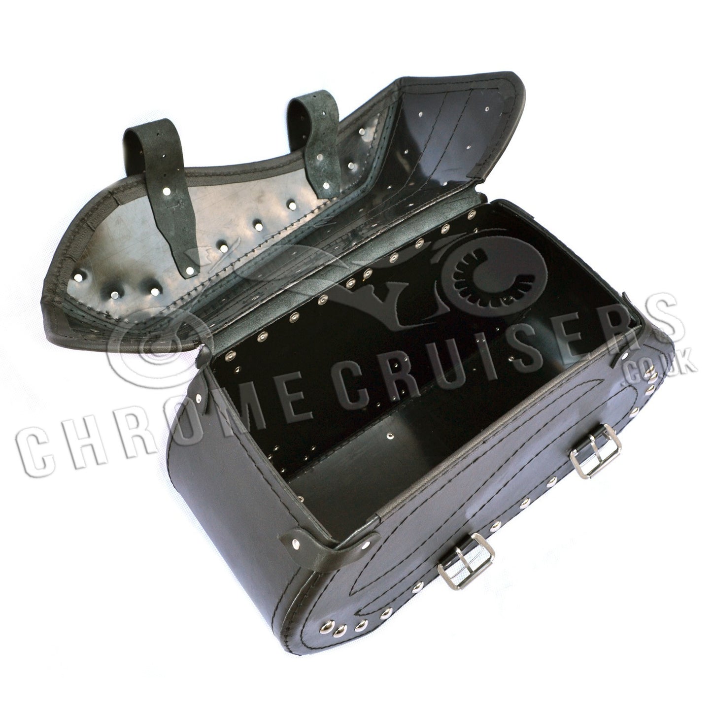 Leather Saddlebags Panniers (pair) - Motorcycle Bags, Handmade Black with Studs