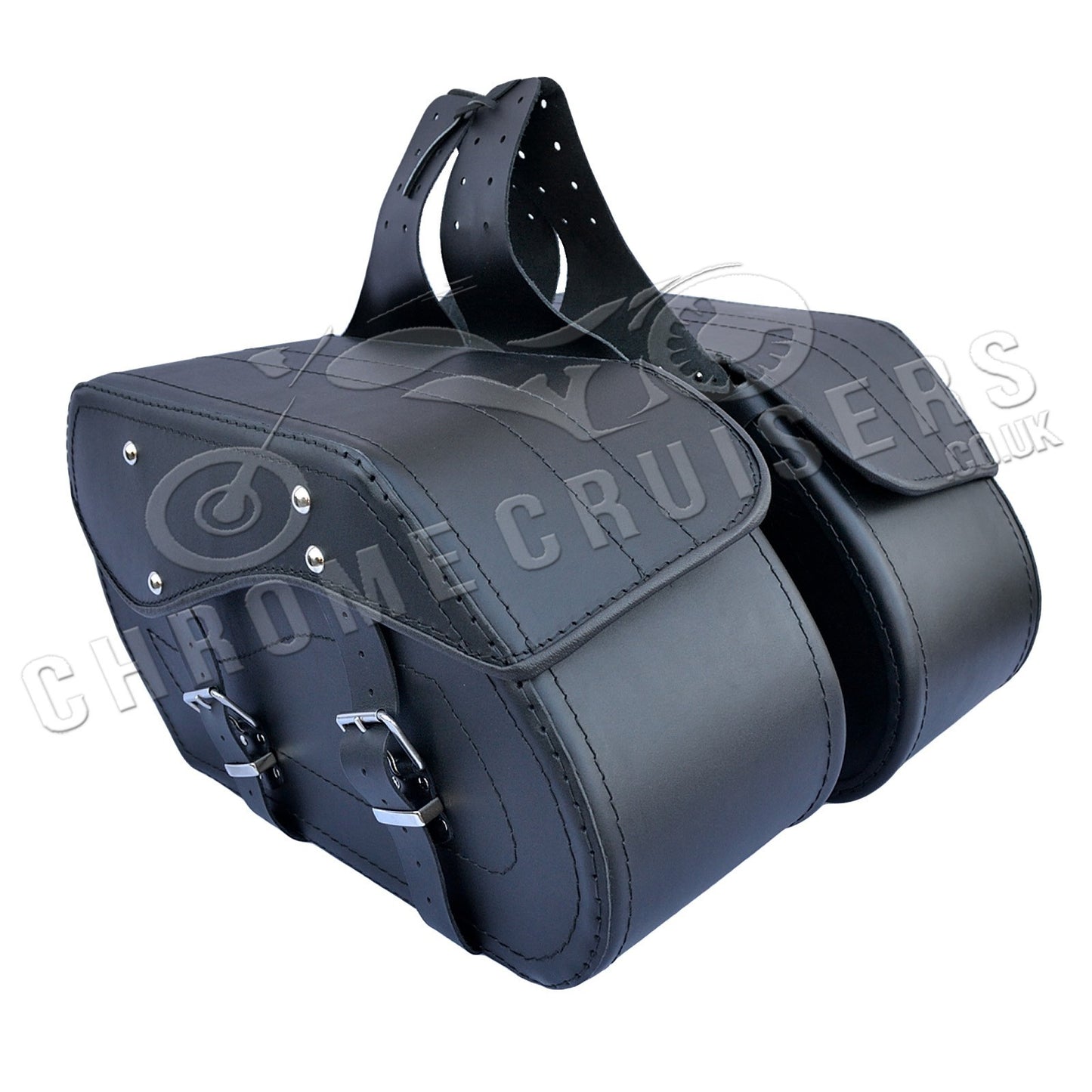 Leather Saddlebags Panniers (pair) - Motorcycle Bags, Handmade Black