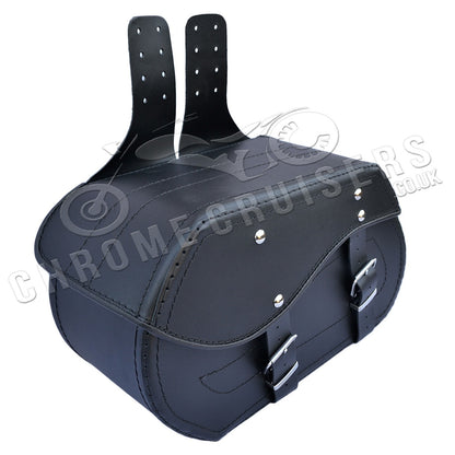 Leather Saddlebags Panniers (pair) - Motorcycle Bags, Handmade Black