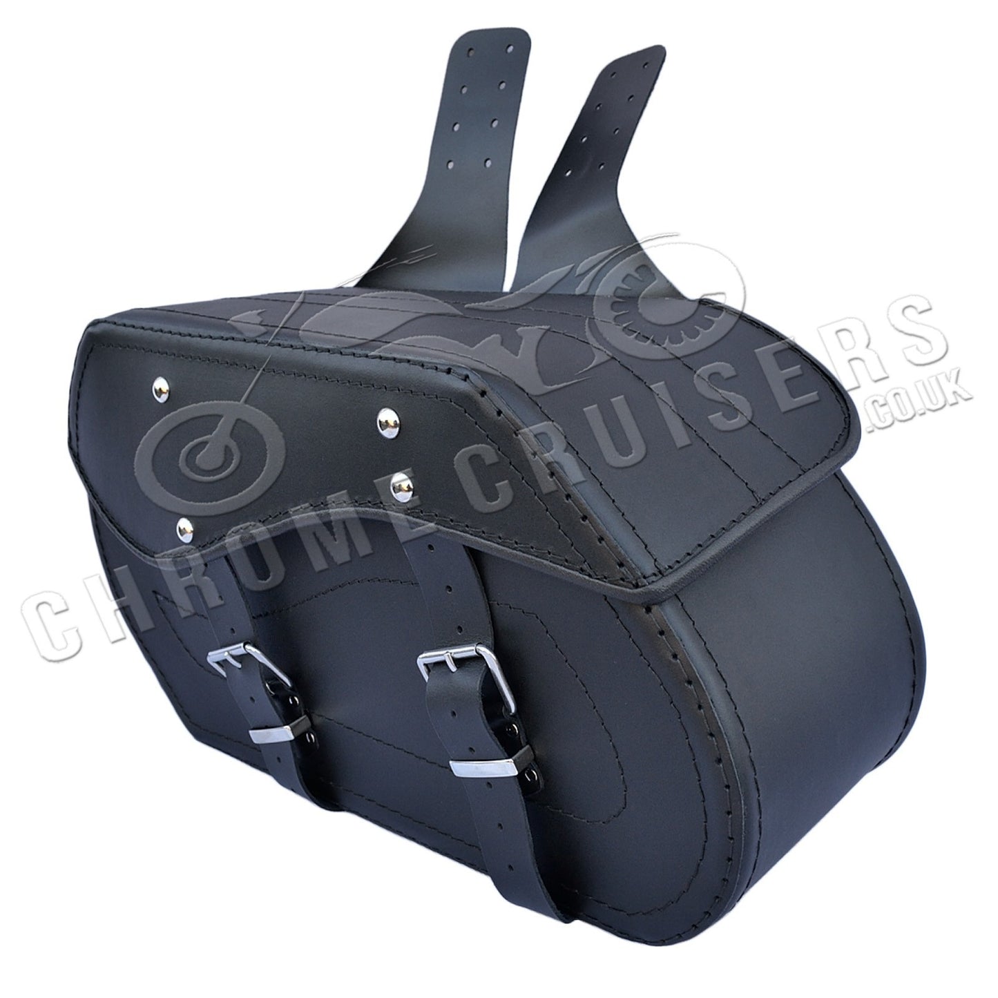 Leather Saddlebags Panniers (pair) - Motorcycle Bags, Handmade Black