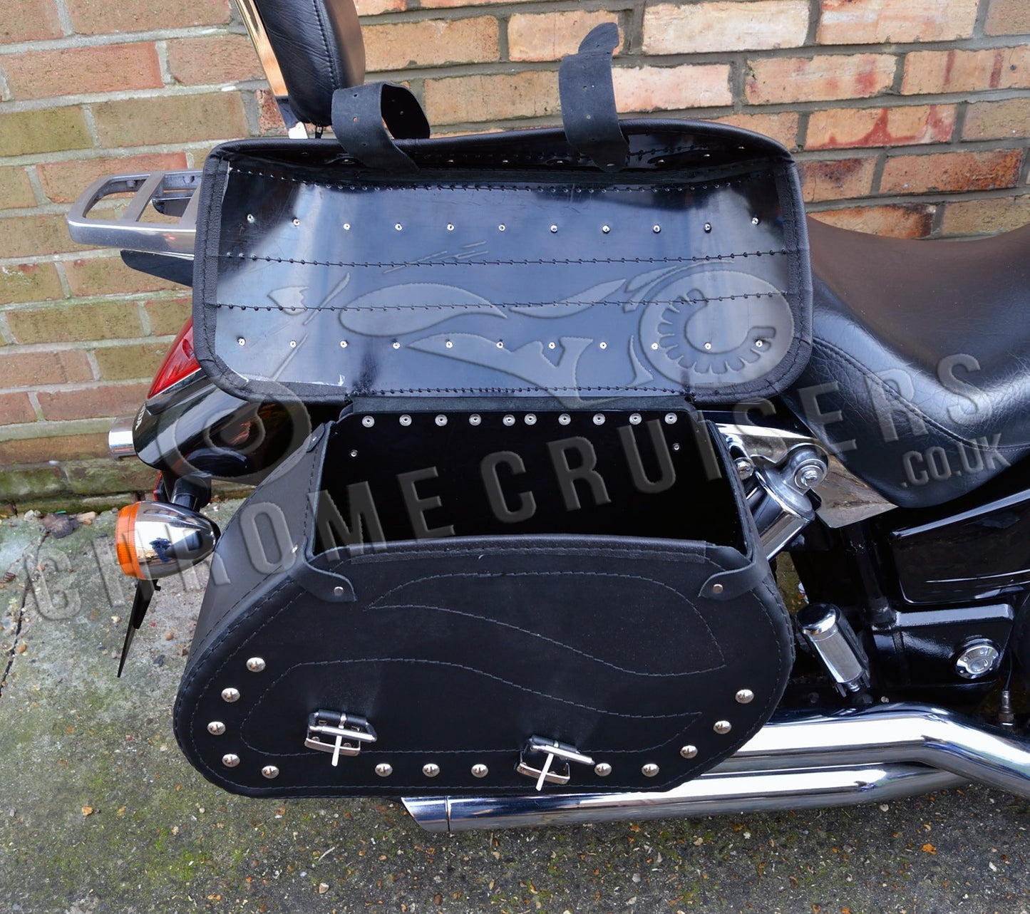 Leather Saddlebags Panniers (pair) - Motorcycle Bags, Handmade Black