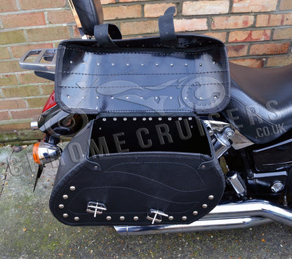 Leather Saddlebags Panniers (pair) - Motorcycle Bags, Handmade Black