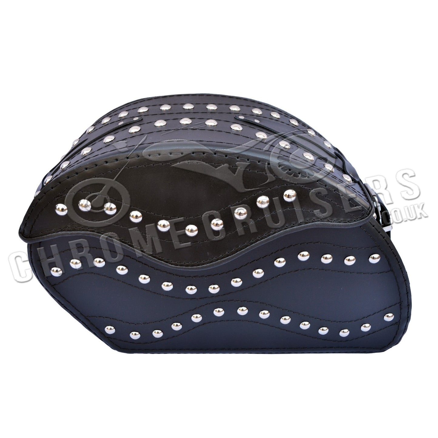 Leather Saddlebags Panniers (pair) - Motorcycle Bags, Handmade Black with Studs
