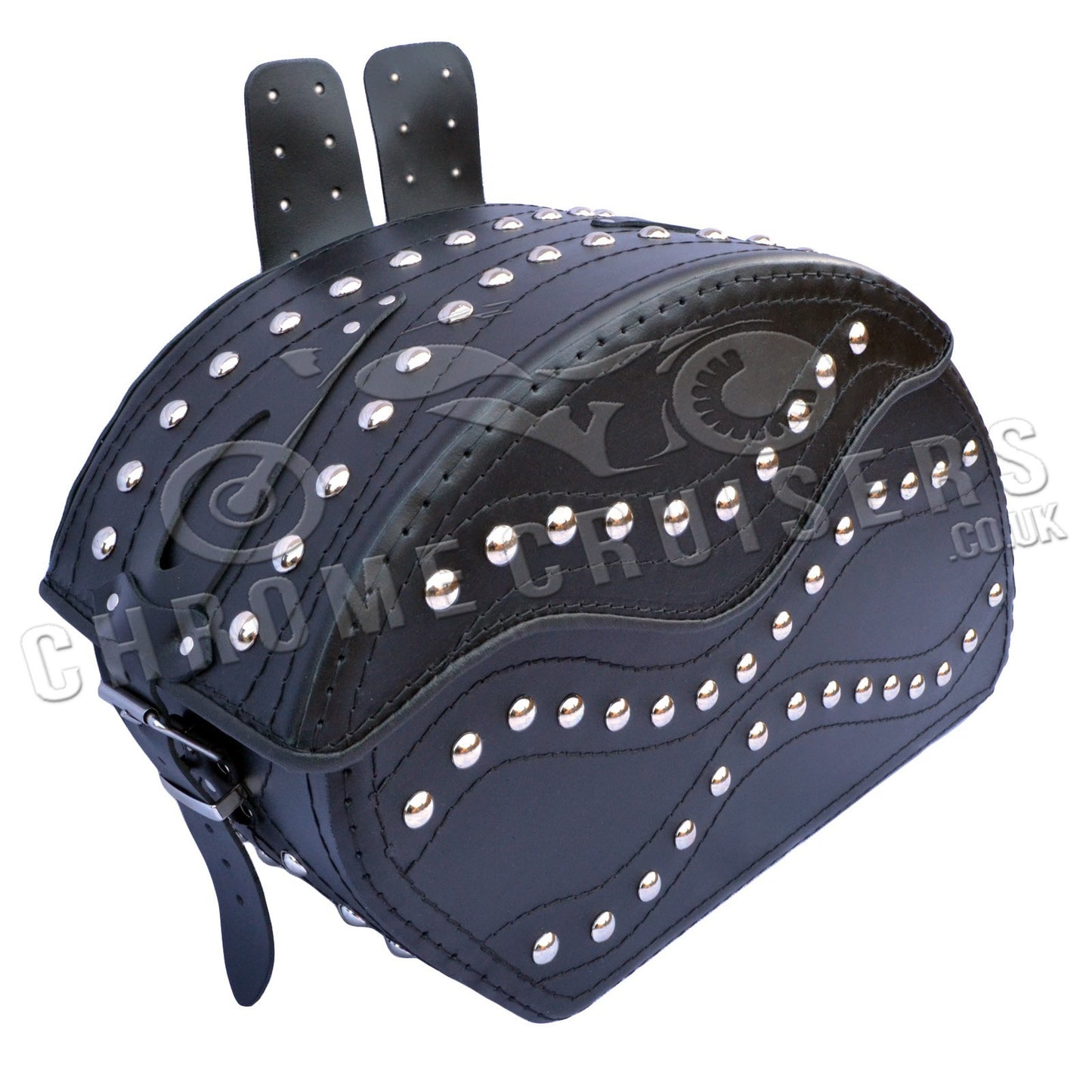 Leather Saddlebags Panniers (pair) - Motorcycle Bags, Handmade Black with Studs