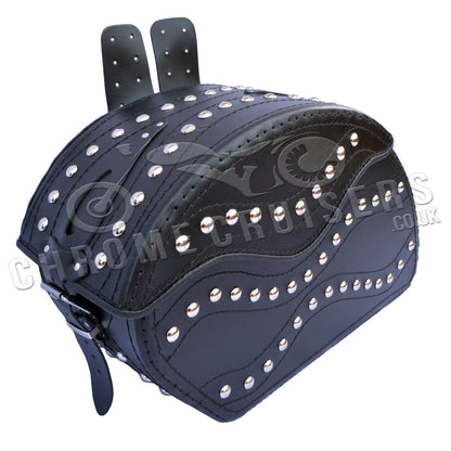 Leather Saddlebags Panniers (pair) - Motorcycle Bags, Handmade Black with Studs
