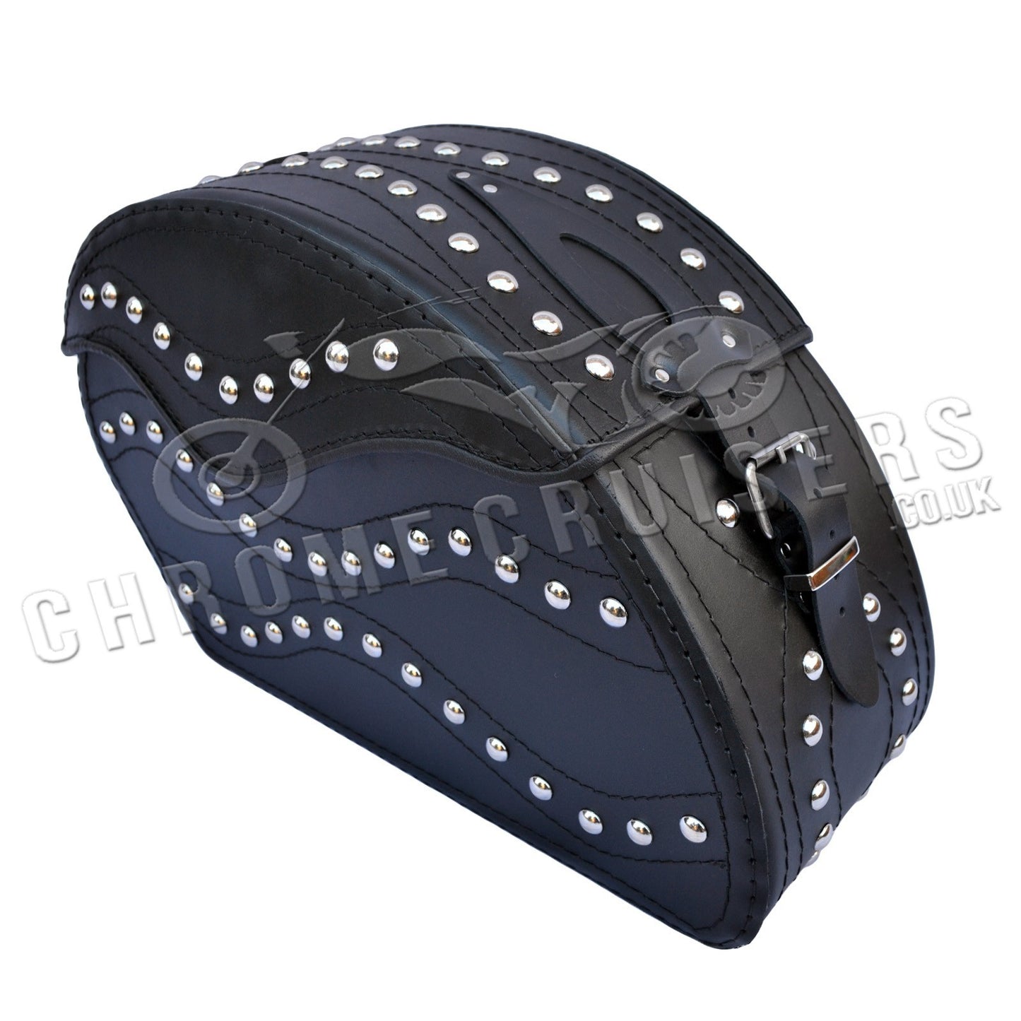 Leather Saddlebags Panniers (pair) - Motorcycle Bags, Handmade Black with Studs