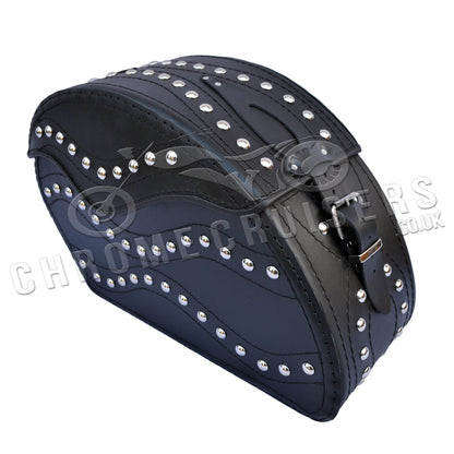 Leather Saddlebags Panniers (pair) - Motorcycle Bags, Handmade Black with Studs