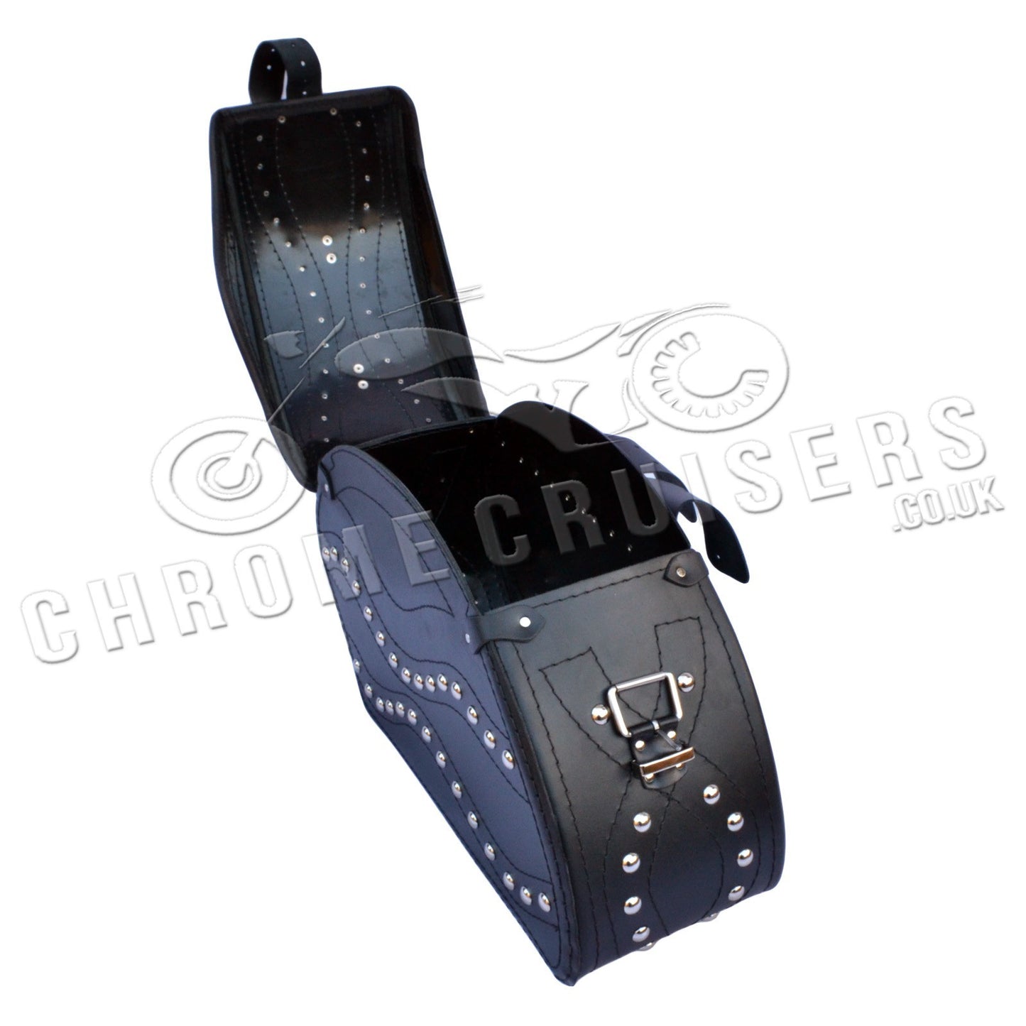Leather Saddlebags Panniers (pair) - Motorcycle Bags, Handmade Black with Studs