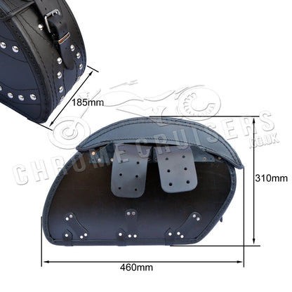 Leather Saddlebags Panniers (pair) - Motorcycle Bags, Handmade Black with Studs