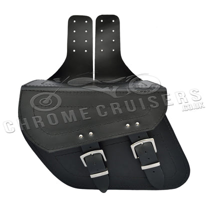 Leather Saddlebags Panniers (pair) - Motorcycle Bags, Handmade Black