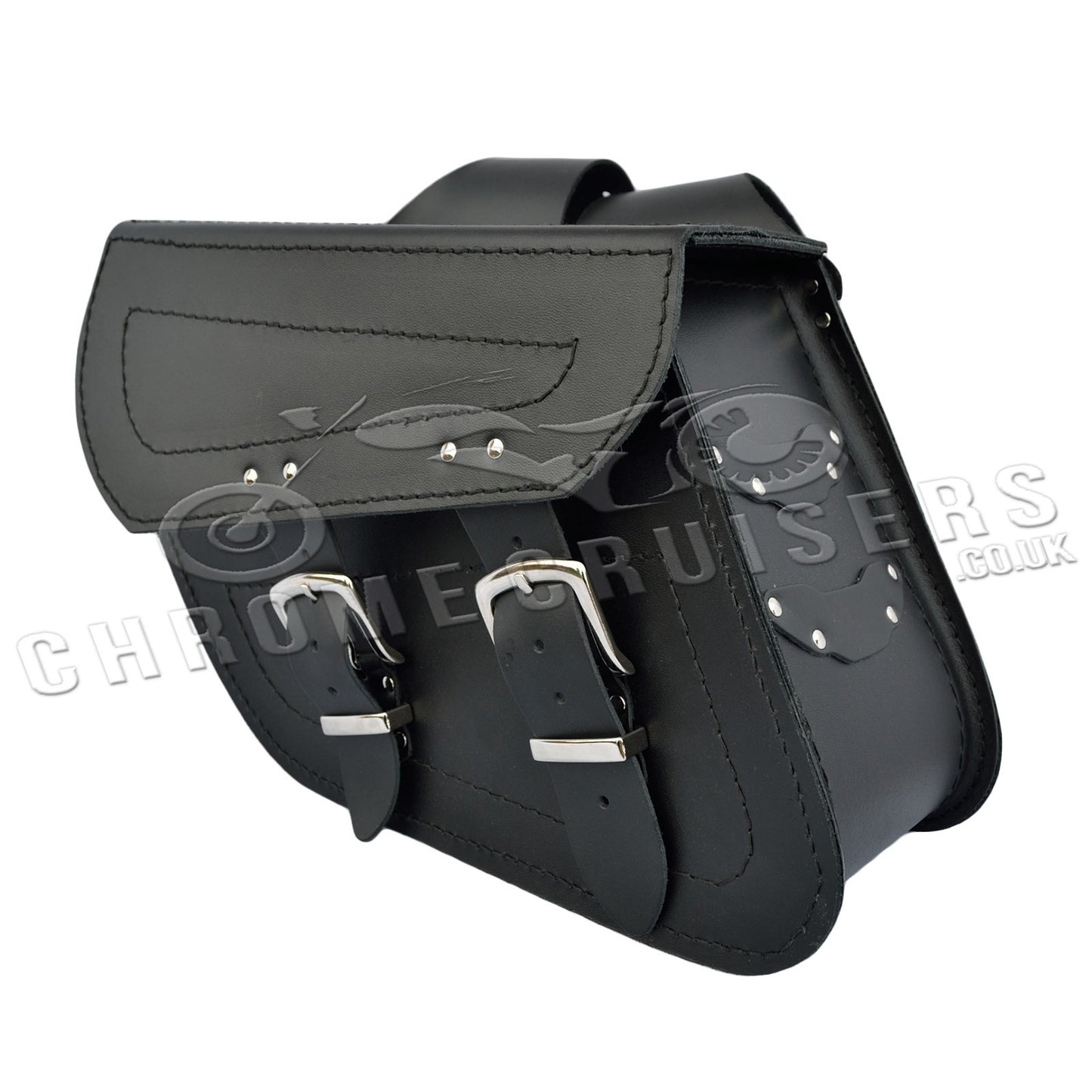 Leather Saddlebags Panniers (pair) - Motorcycle Bags, Handmade Black