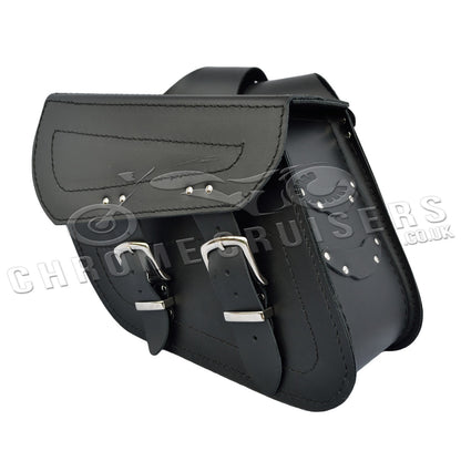 Leather Saddlebags Panniers (pair) - Motorcycle Bags, Handmade Black